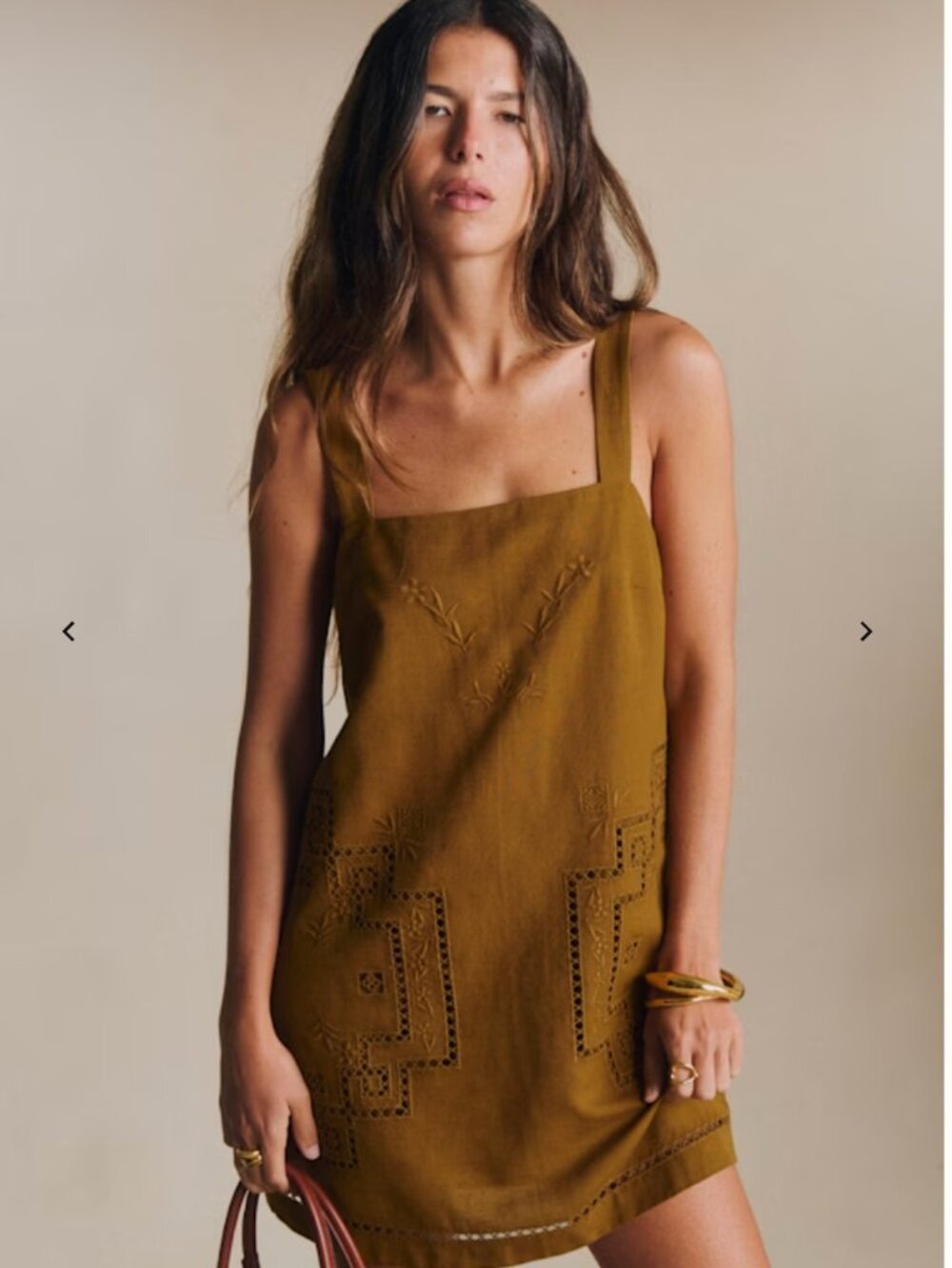 Sezane Victoire Dress Embroidered Bronze - Size 14